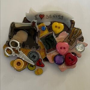 Colorful Sewing-Themed Brooch